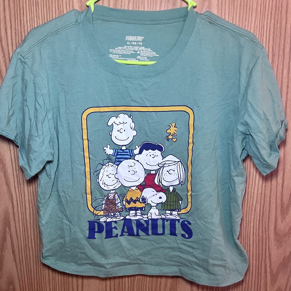 Peanuts Kids Tee in Sage Green with Multicolor Character Print